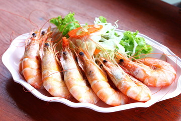 steamed cooked of king prawns