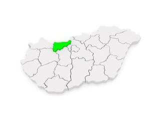 Map of Komarom-Esztergom. Hungary.