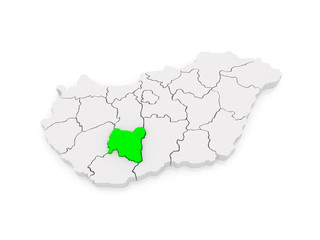 Map of Tolna. Hungary.