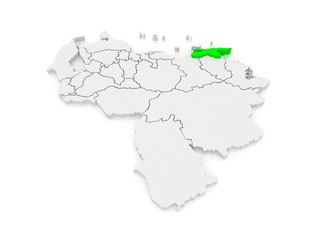 Map of Sucre. Venezuela.