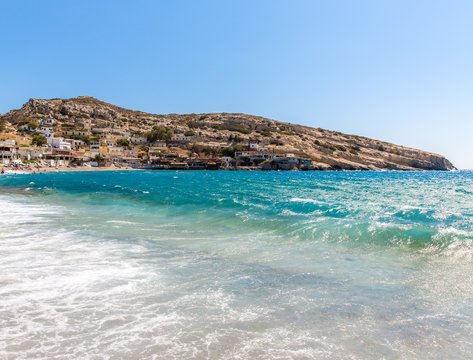 Pebbly beach Matala, Greece Crete.