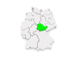 Map of Thuringia. Germany.