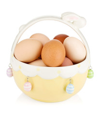 Easter eggs in basket