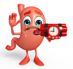Cartoon Character of stomach with time bomb