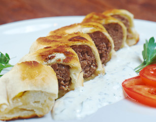 Turkish pide with beef meat