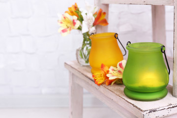 Bright icon-lamps with flowers