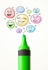 Smiley faces coming out of marker