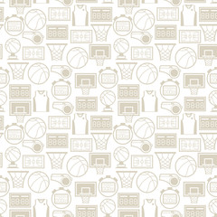 Obraz premium Sports seamless pattern with basketball icons in flat style.