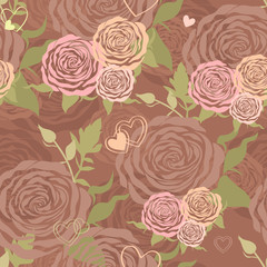 vector pastel floral seamless pattern with flower roses