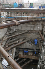 Construction of the tunnel in Russia, the pit