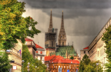 View of Zagreb Cathedral in Croatia
