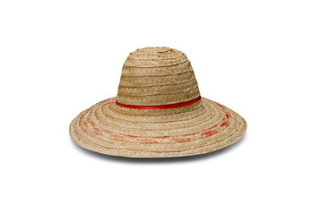 Fototapeta na wymiar Bamboo farmer hat isolated on white background