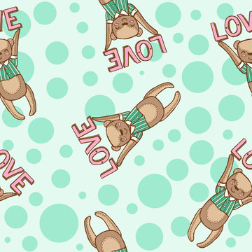 Seamless Pattern Of Teddy Bears