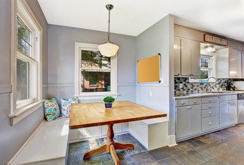 Kitchen room interior with small dining area