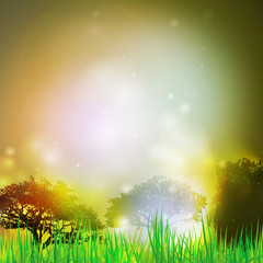 Obraz na płótnie Canvas Abstract background with grass and silhouettes of trees vector