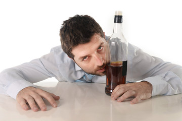alcoholic drunk businessman wasted in whiskey