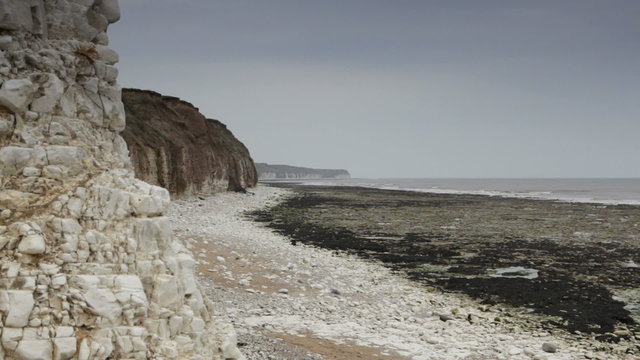 Rocky beach and the North Sea in Bridlington, UK