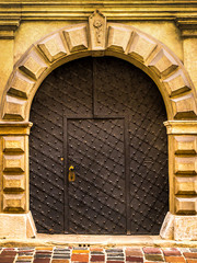 Architectural elements of the old European-style doors