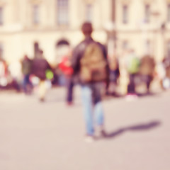 Blurred people in the city.