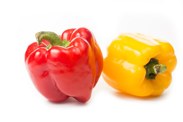 Red and Yellow capsicum isolated