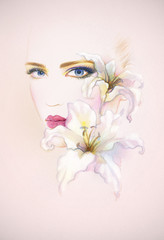 woman portrait  .abstract  watercolor .fashion background