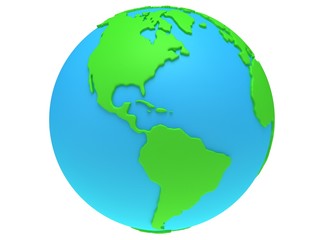 Earth planet globe. 3D render. America view.