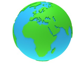 Earth planet globe. 3D render. Africa view.
