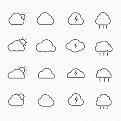 Cloud Weather Icons Set, vector illustration