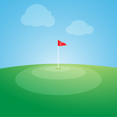 Flag on the golf course vector illustration