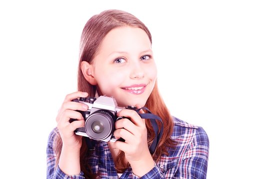Teen girl with camera