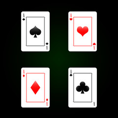 Set of playing cards - four aces