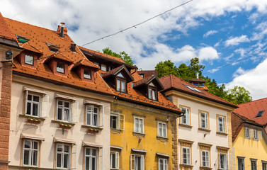 Fototapeta premium Buildings in historic centre of Ljubljana, Slovenia