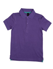 Purple polo shirt.