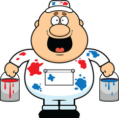 Cartoon House Painter Happy