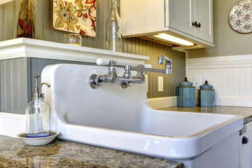 Old kitchen sink. Close up view