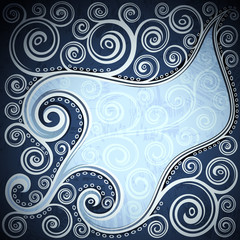 Abstract vintage floral vector leaf illustration.