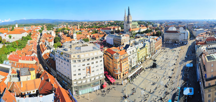 Fototapeta Croatian Zagreb aerial view