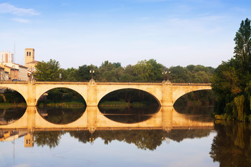 Old bridge (Puente da Piedra) over Ebro river. Logrono
