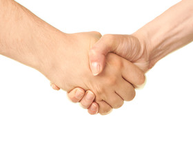 Male and female caucasian hands isolated