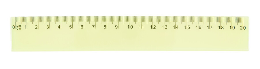 Yellow plastic centimeter ruler