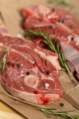 Raw Lamb Chops. Selective focus.