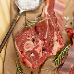 Raw Lamb Chops. Selective focus.