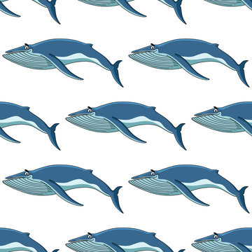 Seamless background pattern of blue whales