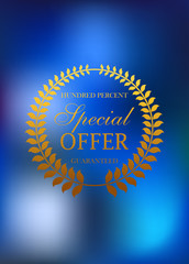 Special offer golden wreath emblem or label