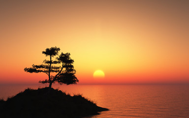 Fototapeta na wymiar Sunset island
