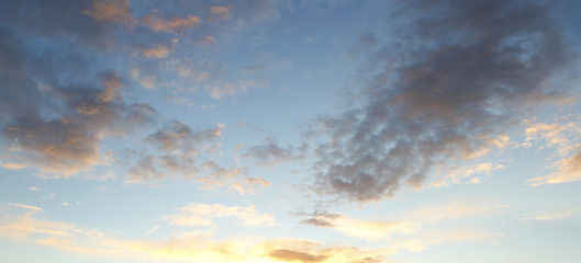 Sunlit clouds bright sky