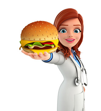 Young Doctor with burger