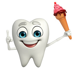 Teeth character with Icecream