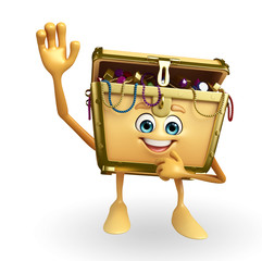 Treasure box character with hello pose