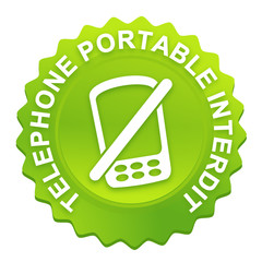 téléphone interdit sur bouton web denté vert